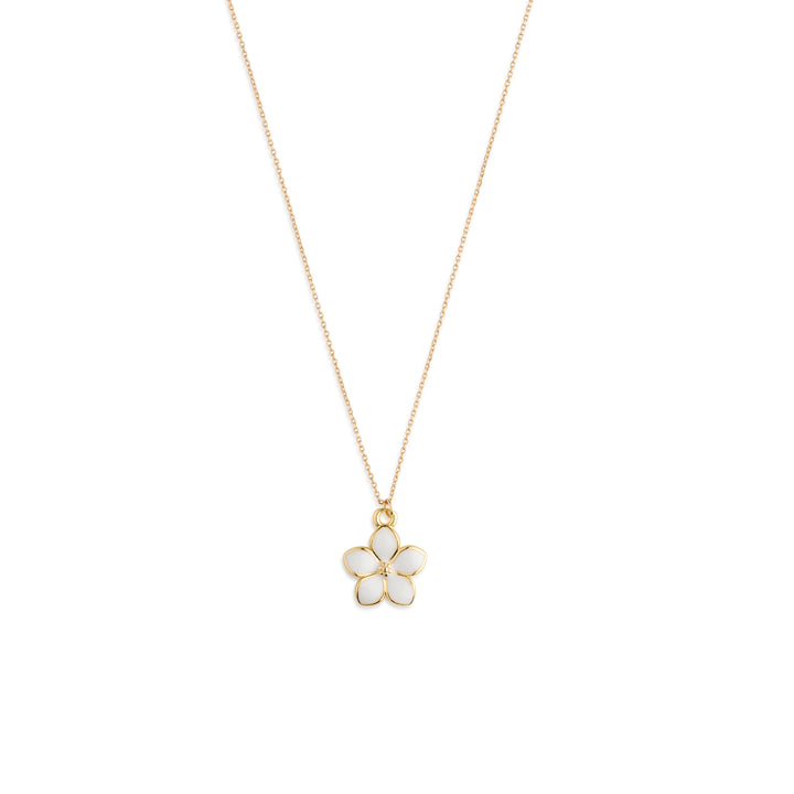 Gene - Collana Pendente con Fiore in Smalto Bianco