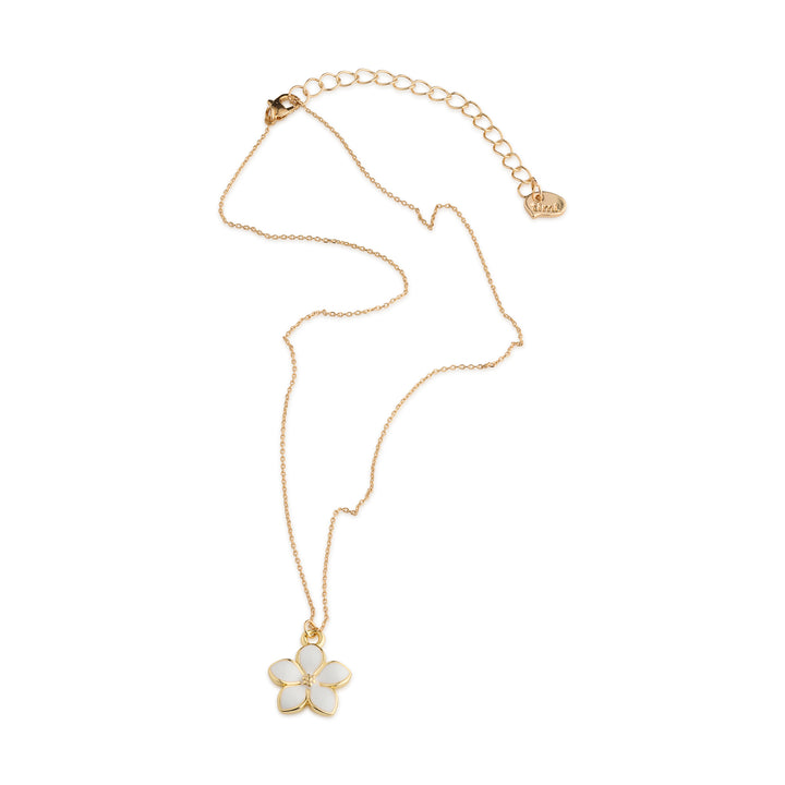 Gene - Collana Pendente con Fiore in Smalto Bianco