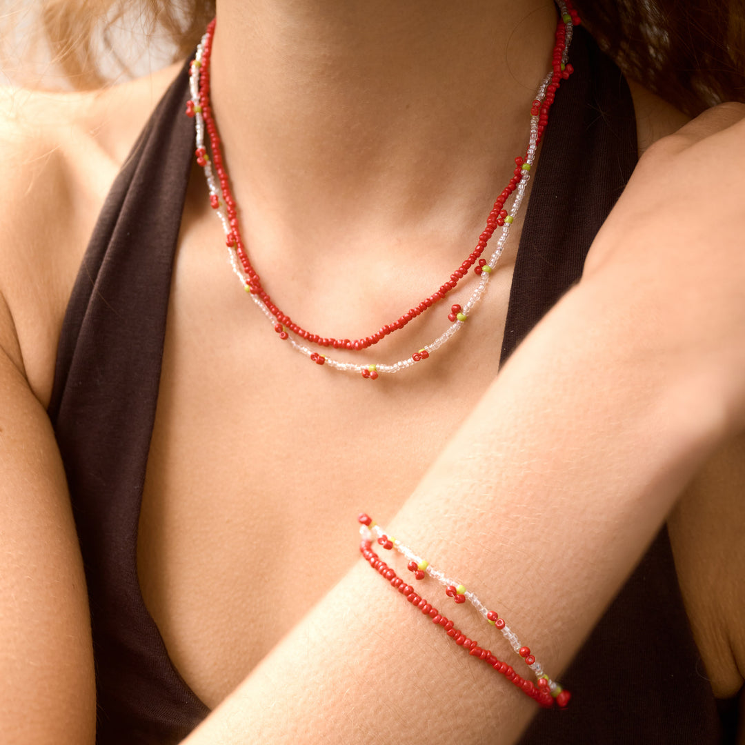 Leonie - Braccialetto Doppio con Perline di Ciliegia