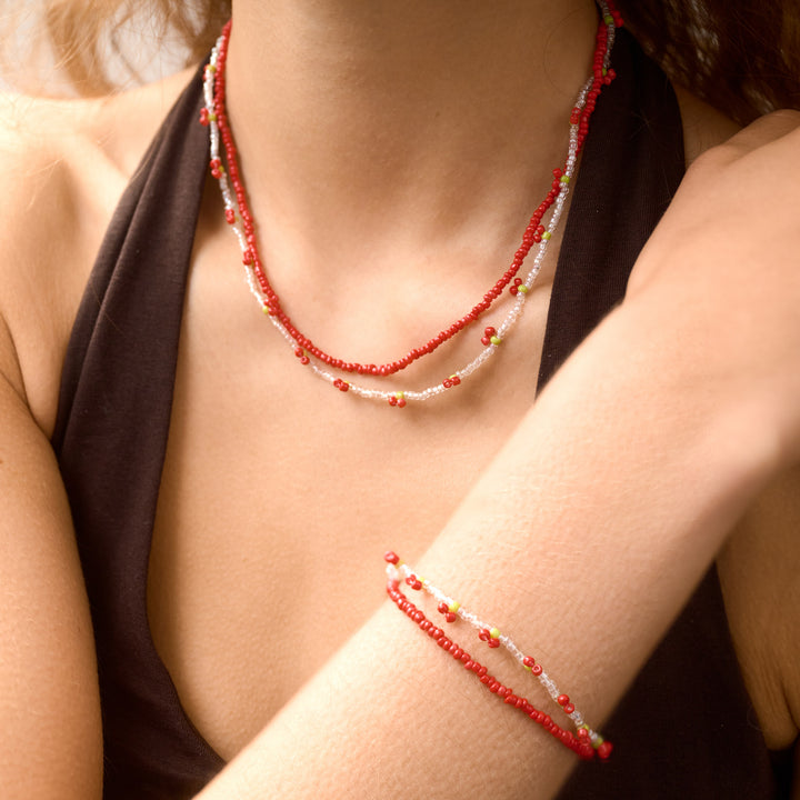 Leonie - Braccialetto Doppio con Perline di Ciliegia