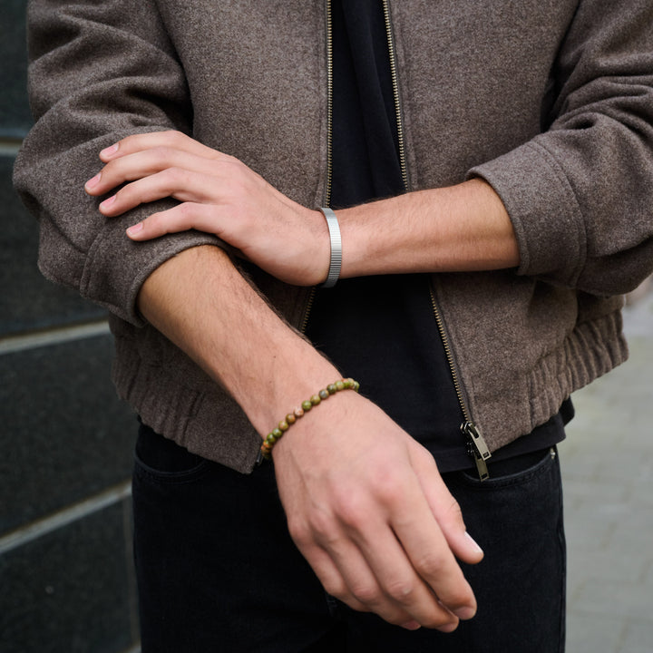 Tage - Bracciale rigato a schiava in acciaio inossidabile