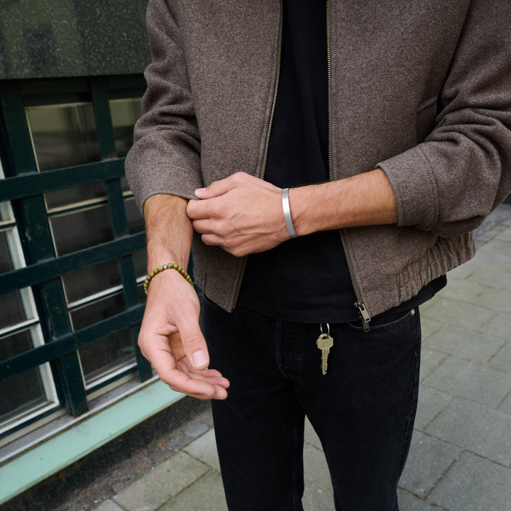 Tage - Bracciale rigato a schiava in acciaio inossidabile