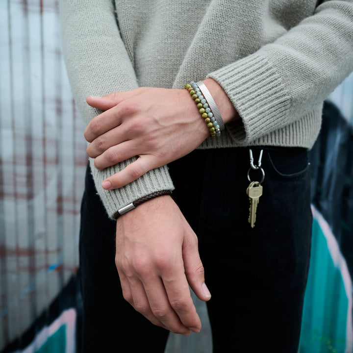 Erik - Bracciale con Perline di Pietra Acciaio Inossidabile