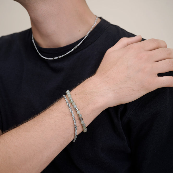 Erik - Bracciale con Perline di Pietra Acciaio Inossidabile