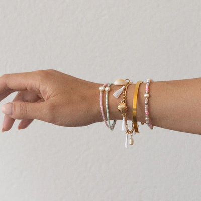 Alba - Bracciale in macramè con perline e perle