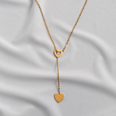 Set di cuore Orecchini Stud e Lariat collana