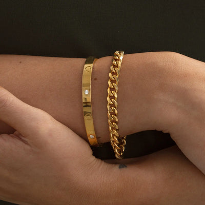 Fay - cristallo e cuori Bangle acciaio inossidabile