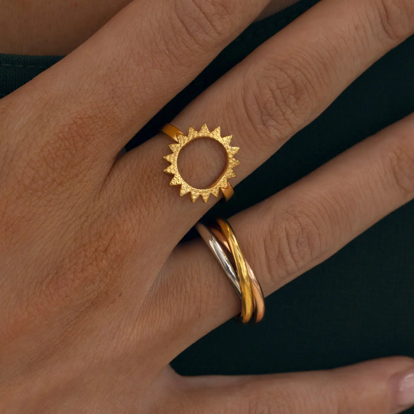 Hailey - Grande anello solare in acciaio inossidabile