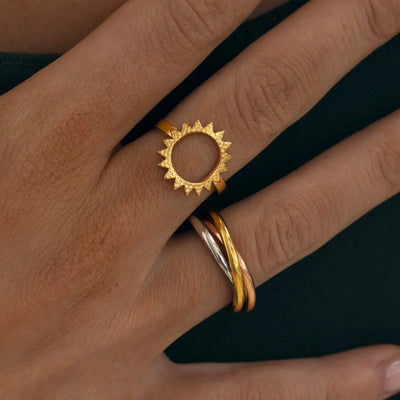 Hailey - Grande anello solare in acciaio inossidabile