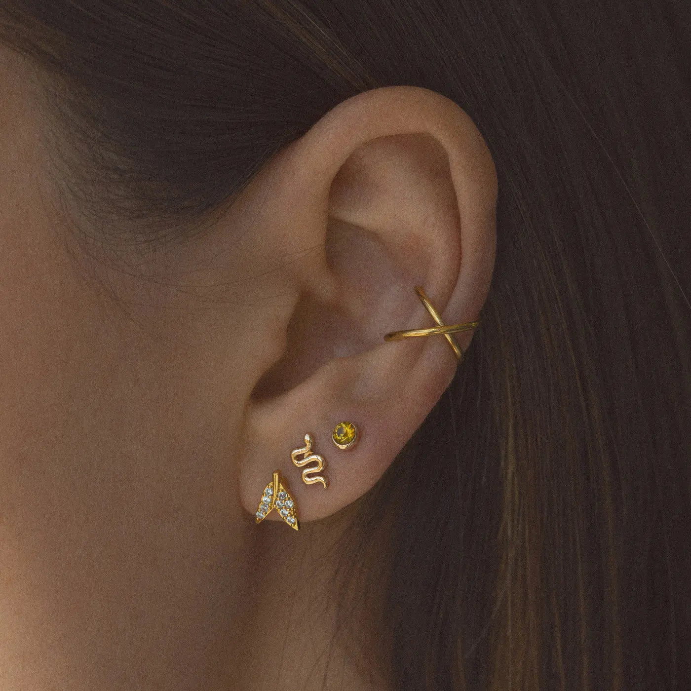 Uli - Earcuff incrociato in acciaio inossidabile