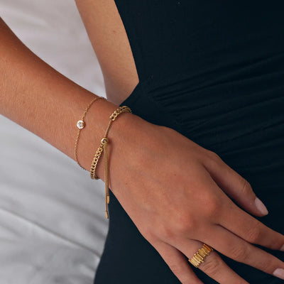Tora - Bracciale a catena di cristalli in acciaio inossidabile