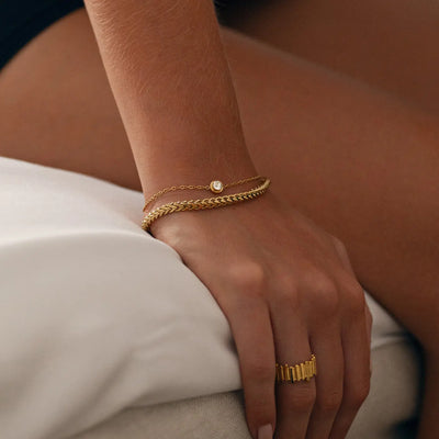 Tora - Bracciale a catena di cristalli in acciaio inossidabile