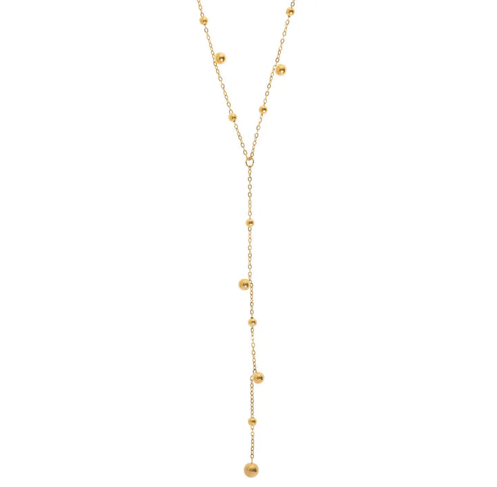 Klara - Lariat Necklace with Gold Dots Stainless Steel