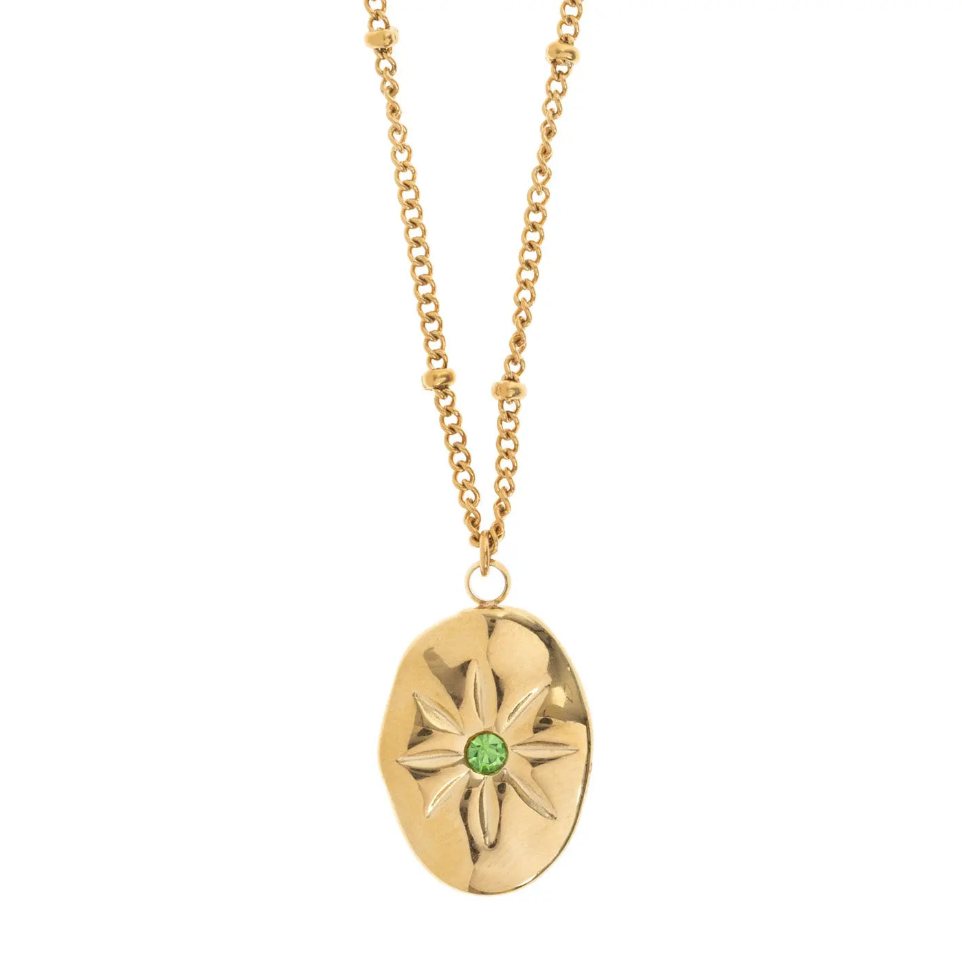 Delilah - Necklace with Gold Brick Crystal Pendant Stainless Steel