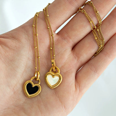 Tyra - Collana a cuore con acciaio inossidabile smaltato