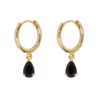 Elvira - Droplet Crystal Hoop Earrings