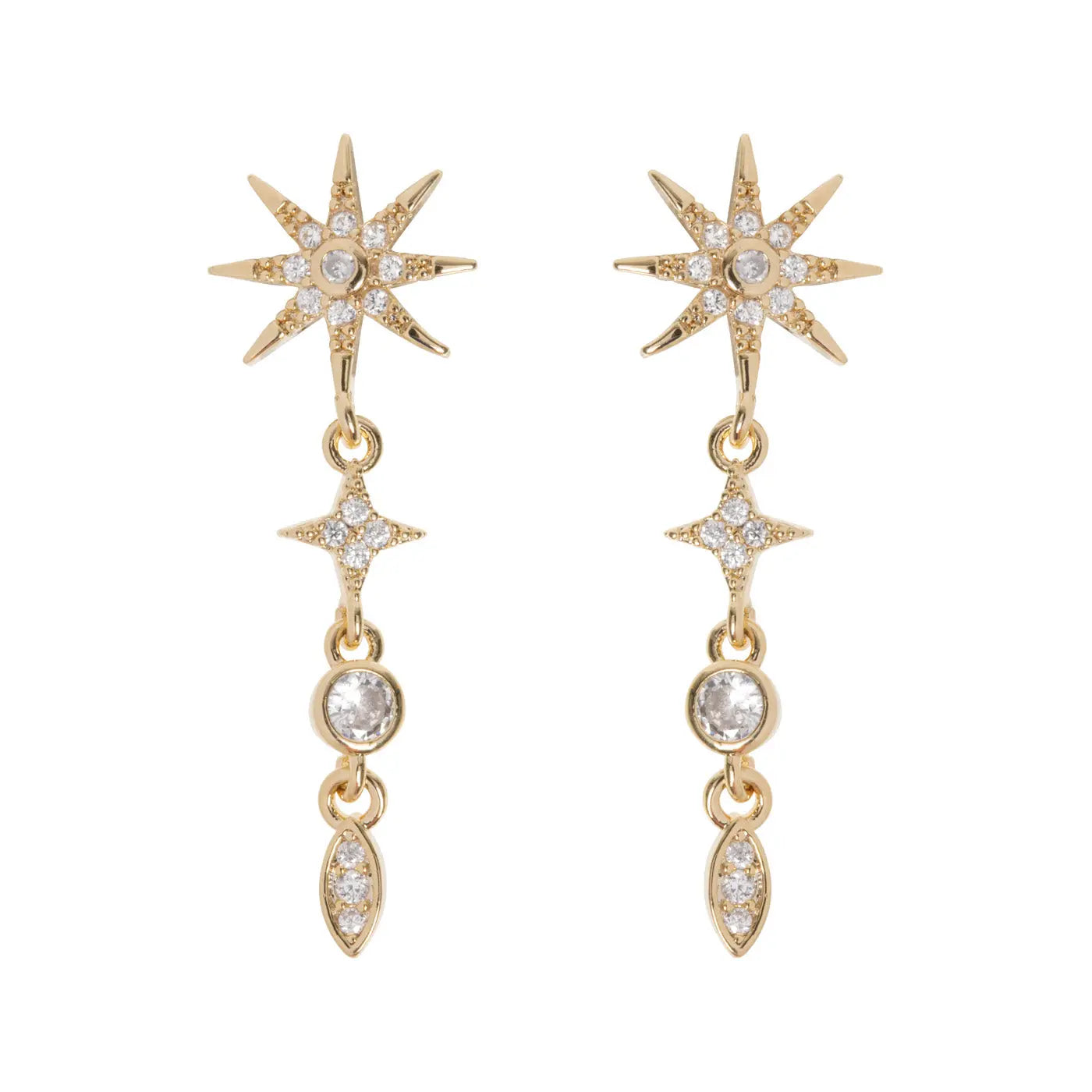 Aurora - Dangling Luxe Crystal Star Stud Earrings
