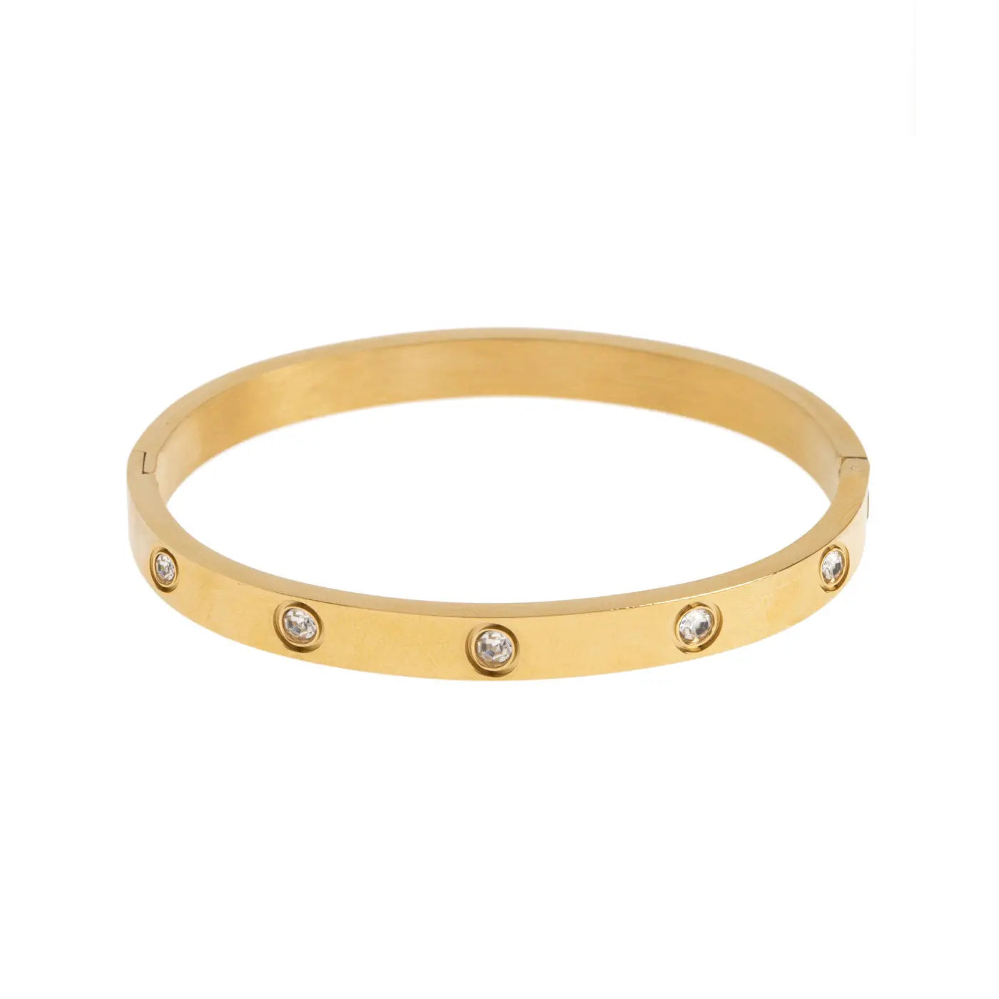Fay - Bracciale rigido con cristalli grossi in acciaio inossidabile
