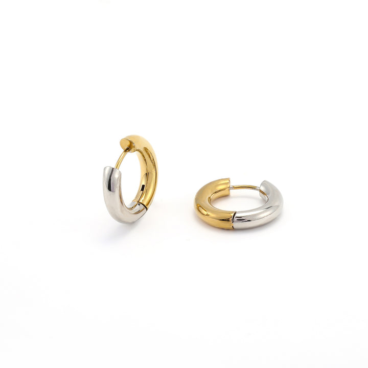 Lyn - Orecchini a cerchio duo in oro e argento in acciaio inossidabile