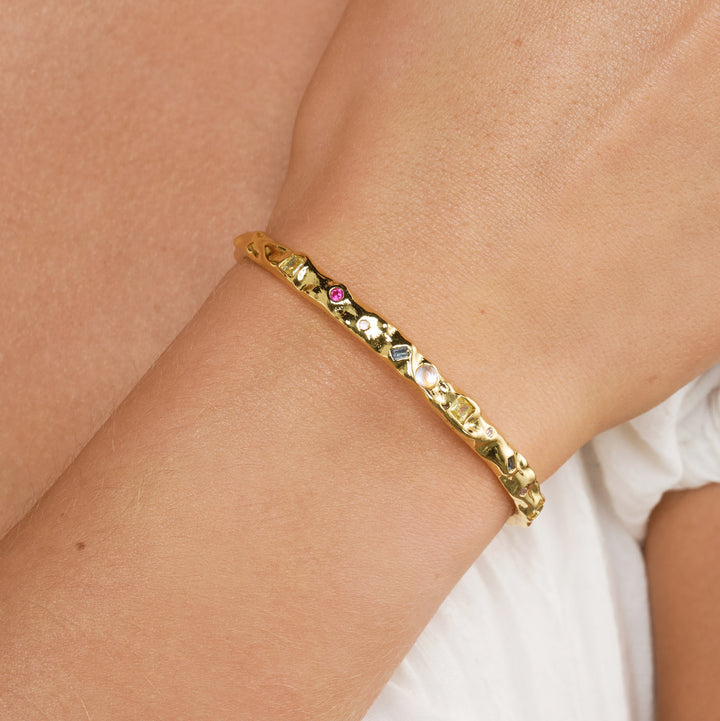 Shiloh - Crystal Bangle Bracelet Adjustable Gold