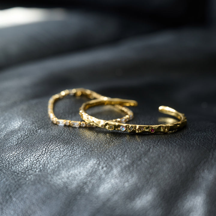 Shiloh - Crystal Bangle Bracelet Adjustable Gold