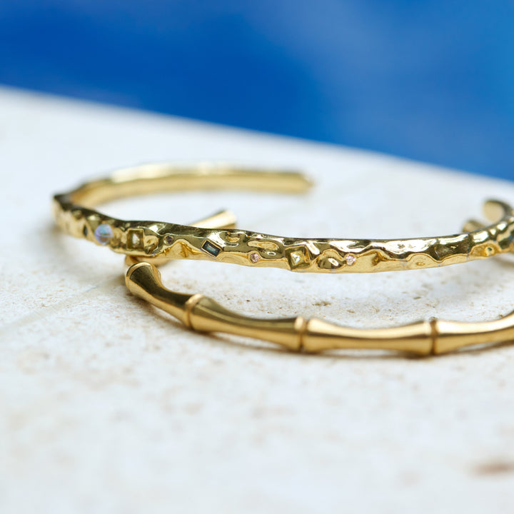 Shiloh - Crystal Bangle Bracelet Adjustable Gold