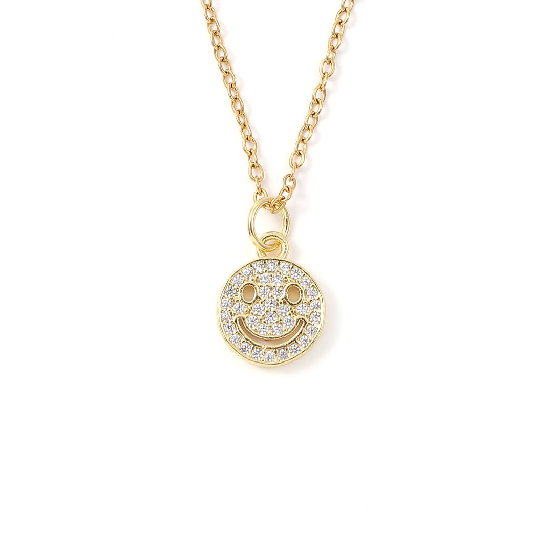 Lovely - Collana con ciondolo a faccina sorridente in oro