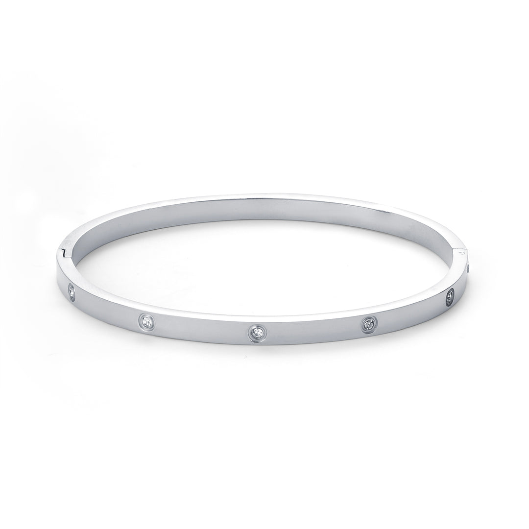 Fiona - Bracciale in Acciaio Inossidabile con Bangle di Cristallo