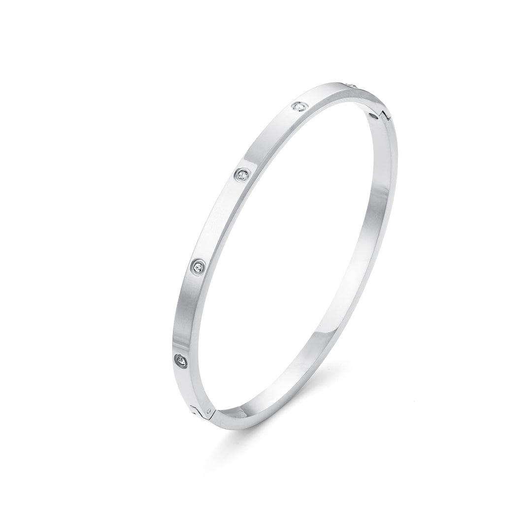 Fiona - Bracciale in Acciaio Inossidabile con Bangle di Cristallo