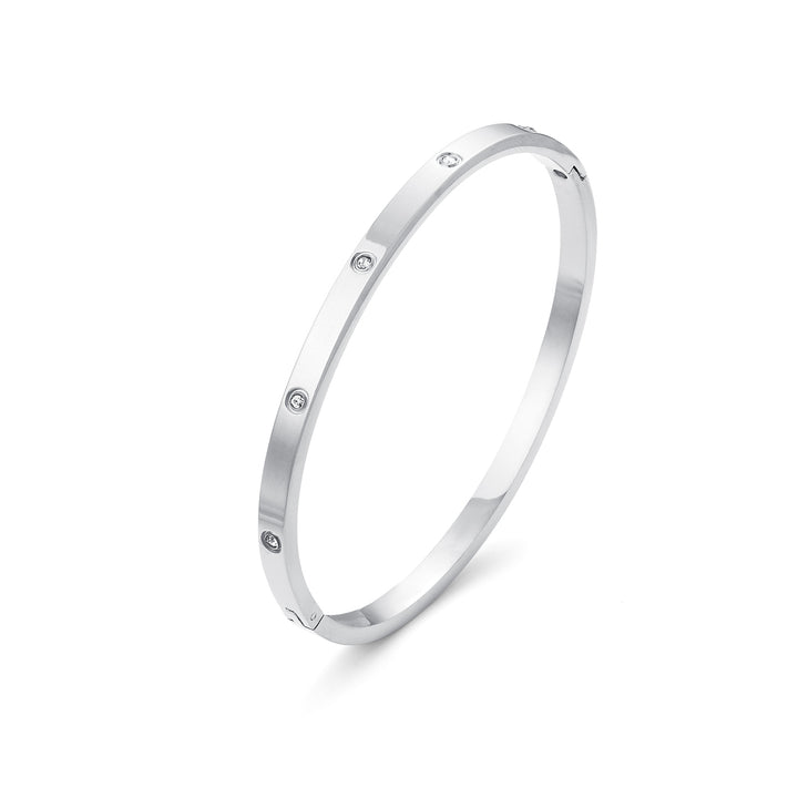 Fiona - Bracciale in Acciaio Inossidabile con Bangle di Cristallo