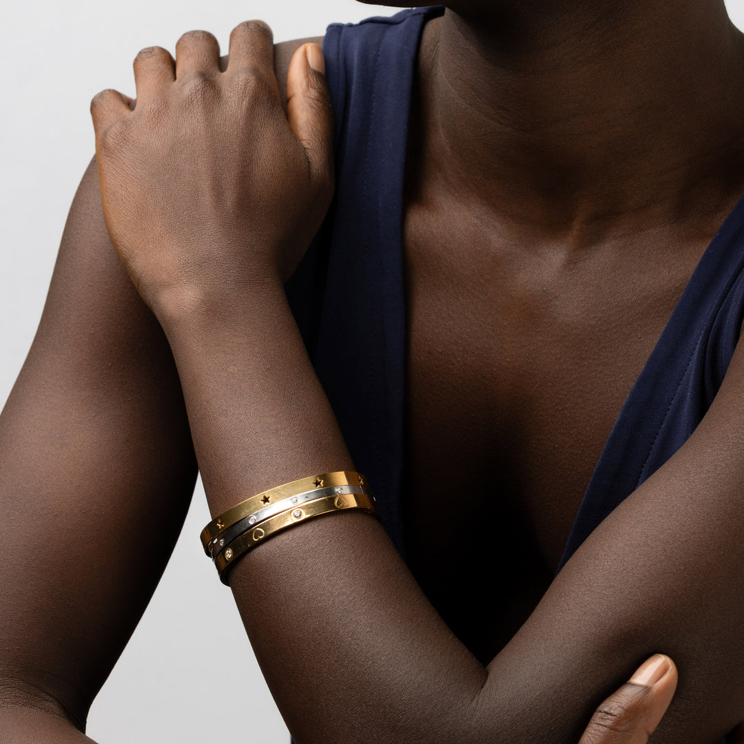 Fiona - Bracciale in Acciaio Inossidabile con Bangle di Cristallo