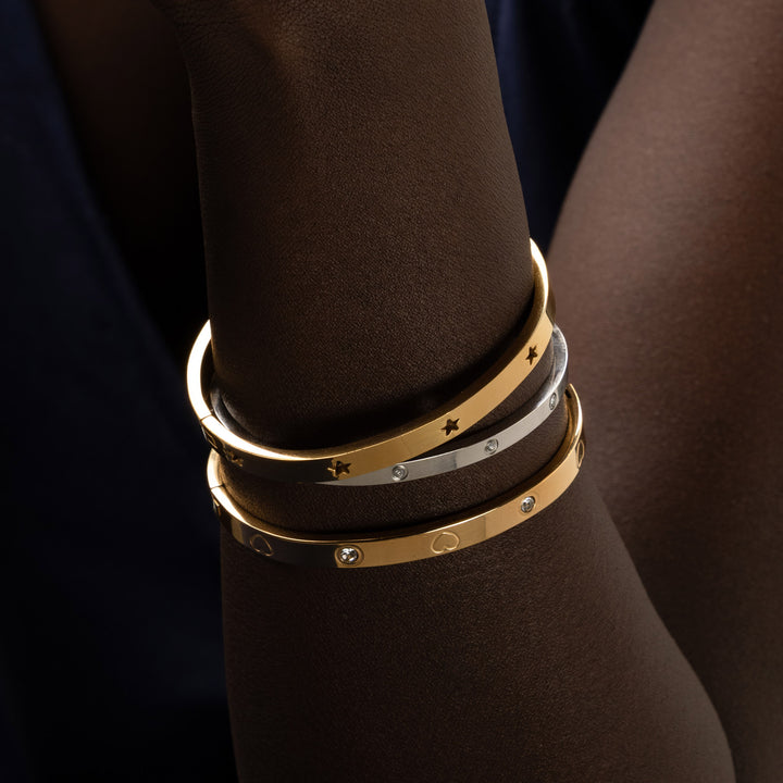 Fiona - Bracciale in Acciaio Inossidabile con Bangle di Cristallo