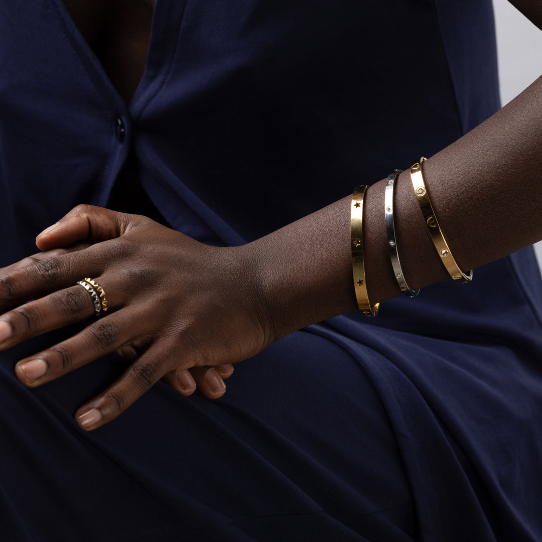 Fiona - Bracciale in Acciaio Inossidabile con Bangle di Cristallo