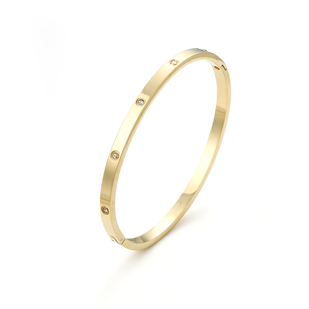 Fiona - Bracciale in Acciaio Inossidabile con Bangle di Cristallo