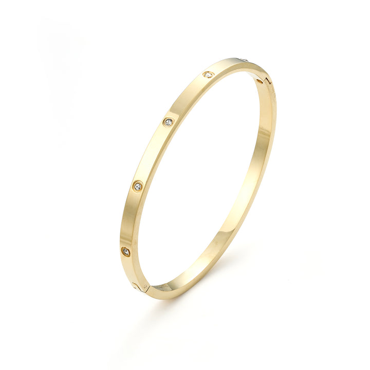 Fiona - Bracciale in Acciaio Inossidabile con Bangle di Cristallo