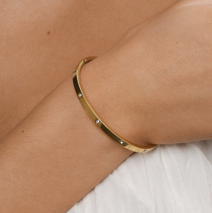 Fiona - Bracciale in Acciaio Inossidabile con Bangle di Cristallo
