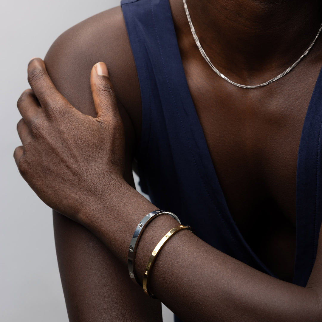 Fiona - Bracciale in Acciaio Inossidabile con Bangle di Cristallo