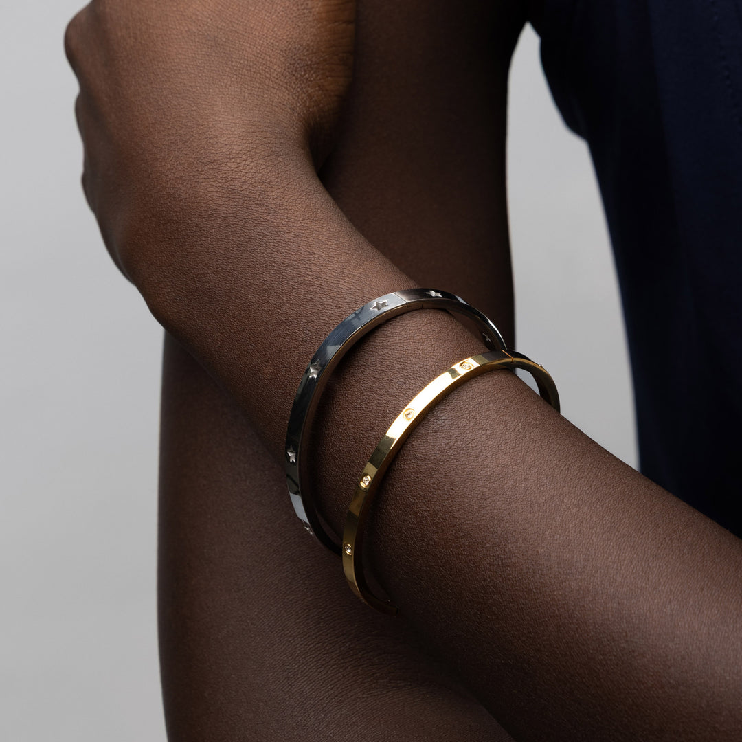 Fiona - Bracciale in Acciaio Inossidabile con Bangle di Cristallo