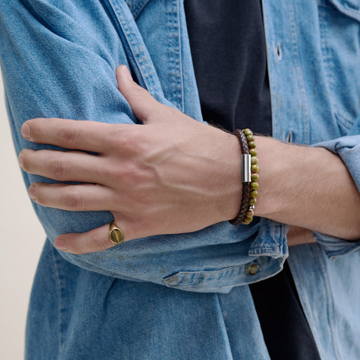 Oliver - Leather Bracelet Stainless Steel