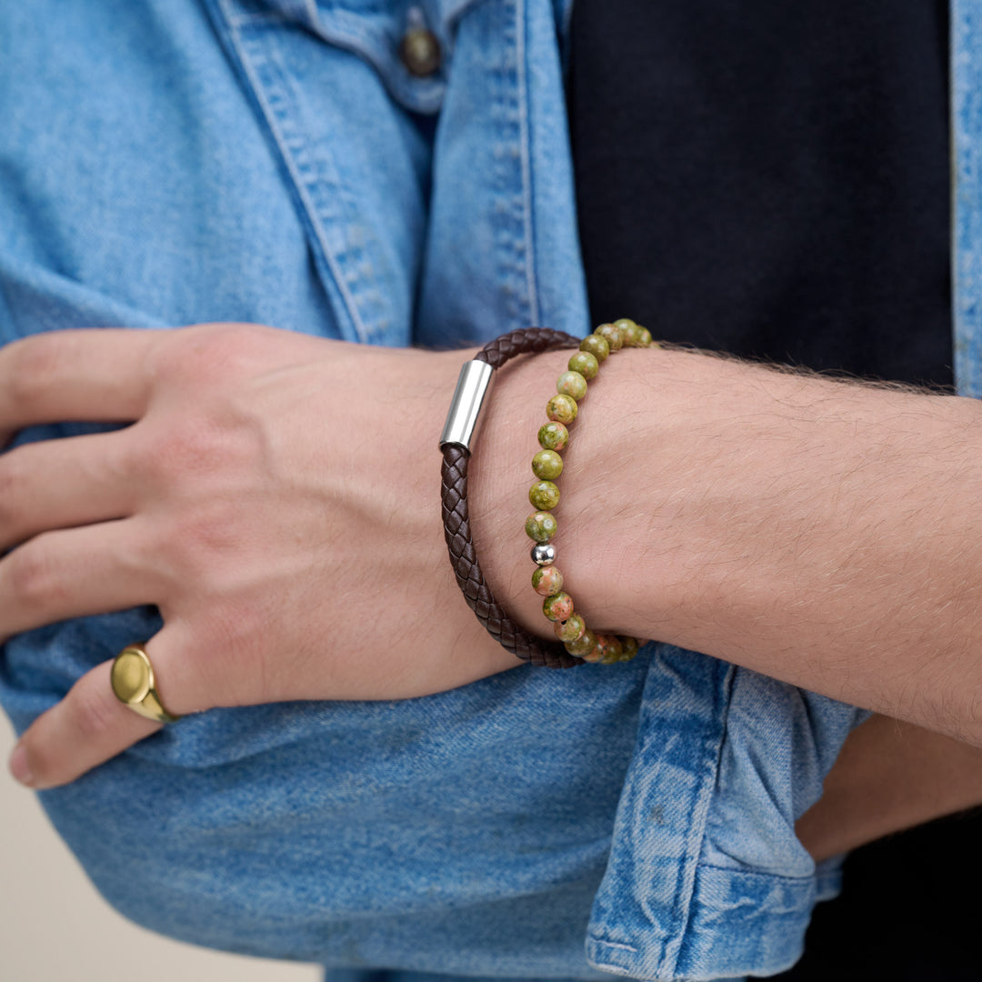 Oliver - Leather Bracelet Stainless Steel
