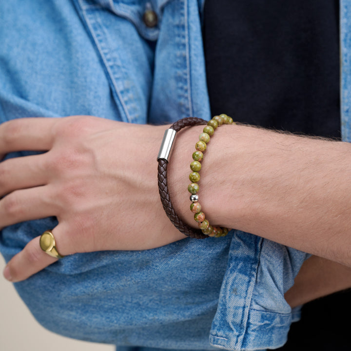 Oliver - Leather Bracelet Stainless Steel