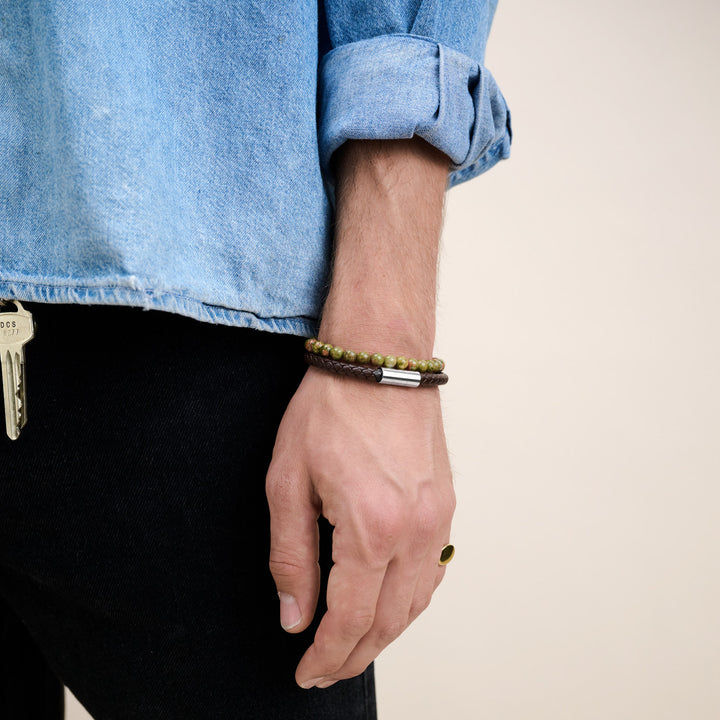 Oliver - Leather Bracelet Stainless Steel