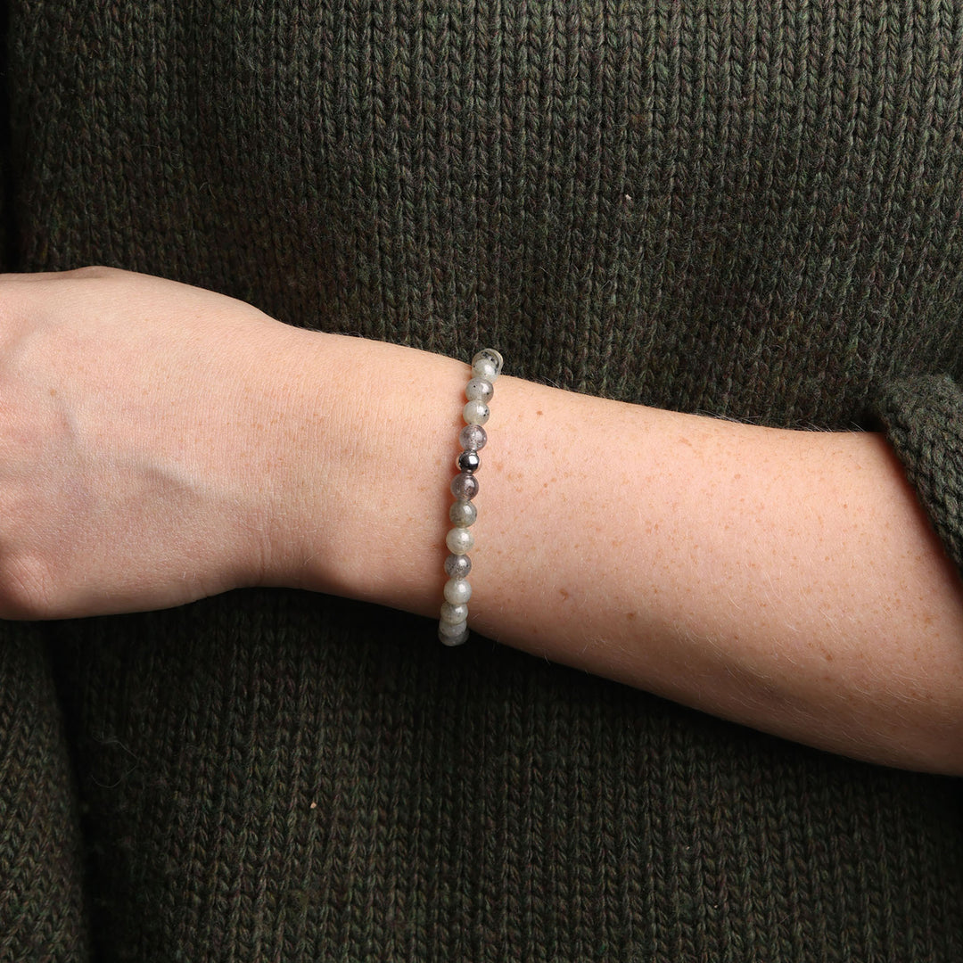 Erika - Bracciale con Perline di Pietra in Acciaio Inossidabile