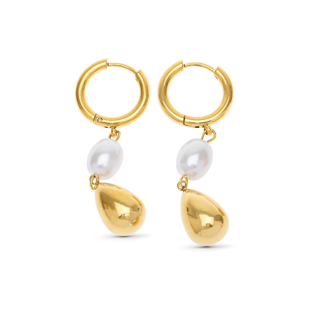 Laura - Pearl Hoop Earrings Stainless Steel