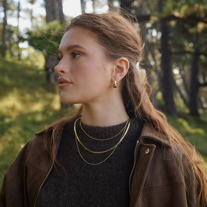 Naia - Orecchini a cerchio a forma di croissant in acciaio inossidabile