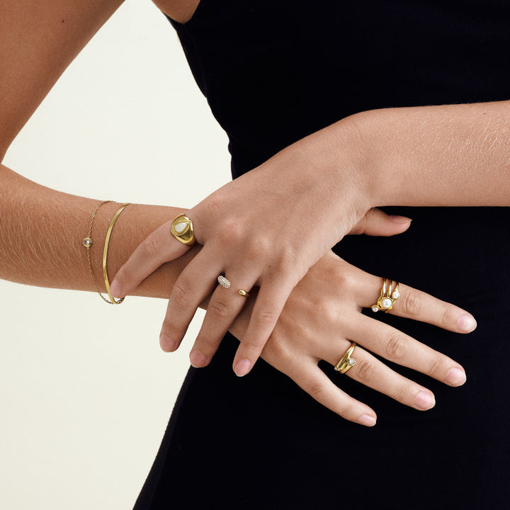 Tolouse - Open Crystal Ring Stainless Steel