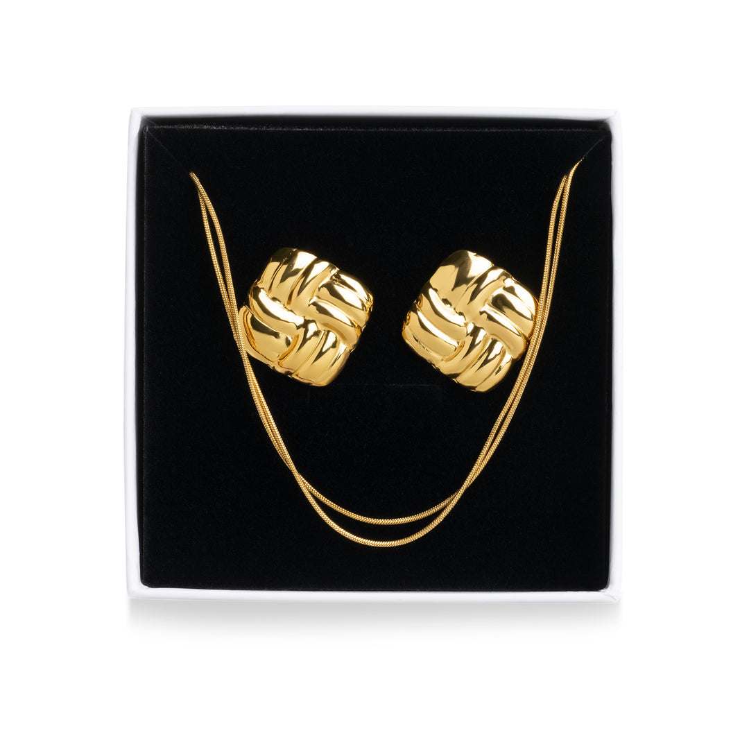 Classy Necklace & Earrings Set Stainless Steel