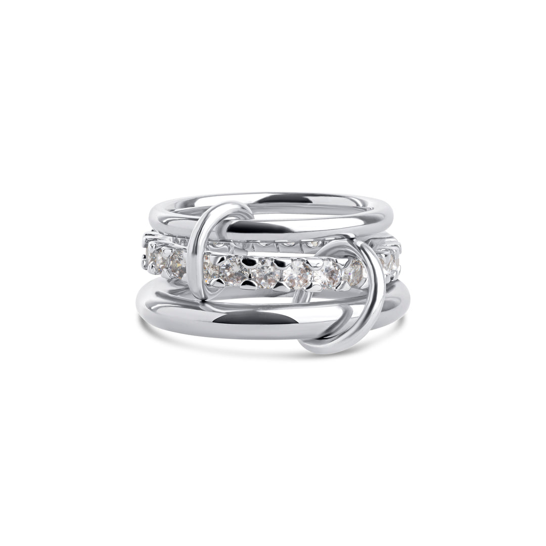 Ethel - Stacked Ring Crystal Stainless Steel