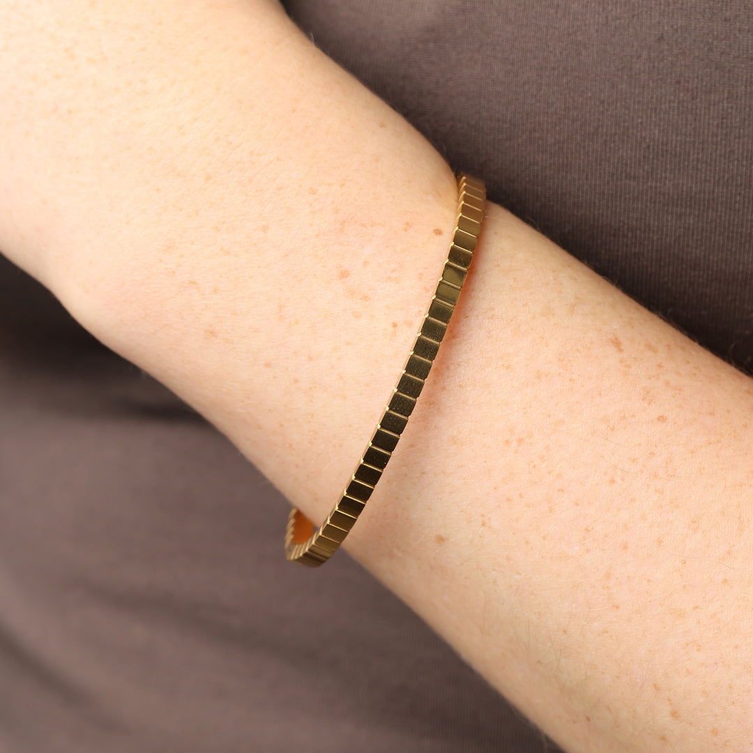 Meja - Textured Bangle Bracelet Stainless Steel