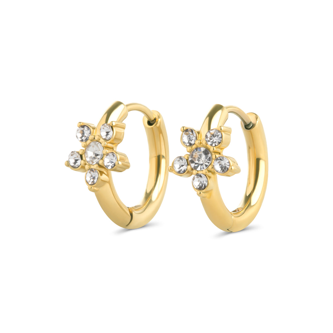 Helia - Orecchini a cerchio in cristallo in acciaio inossidabile